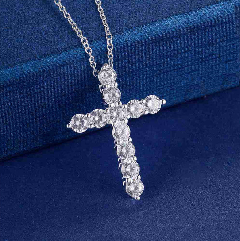 Gold Plated Cubic Zirconia Cross Necklace