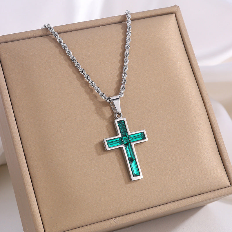 Diamond Cross Necklace With Beautiful Colors