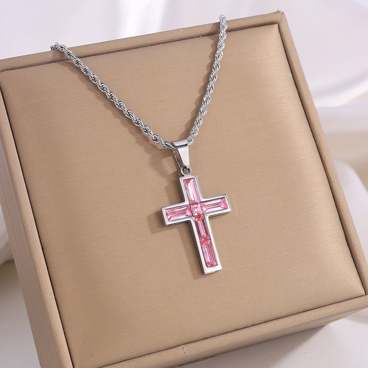 Diamond Cross Necklace With Beautiful Colors