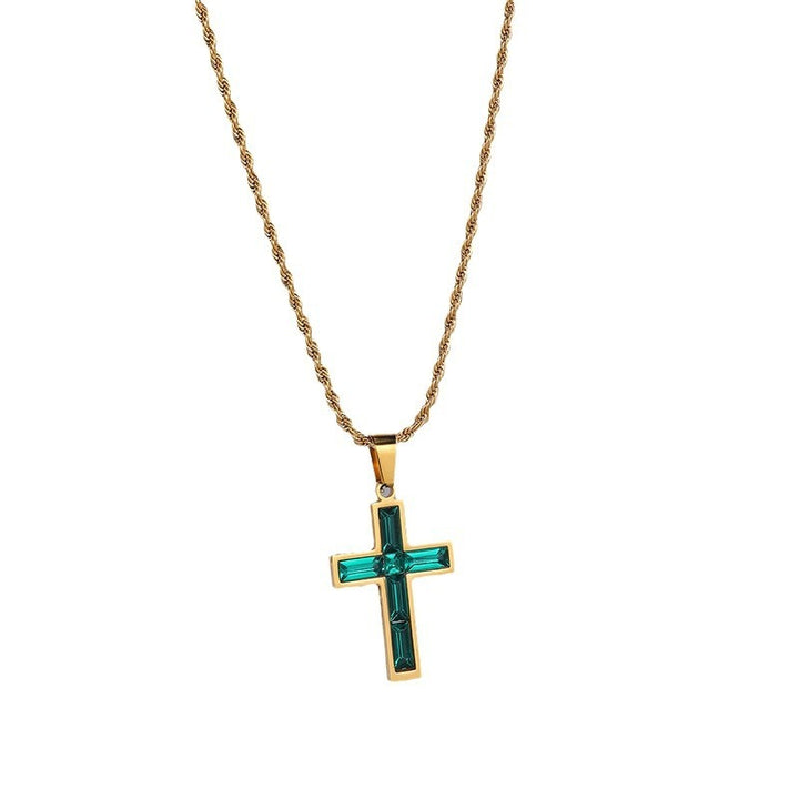 Diamond Cross Necklace With Beautiful Colors