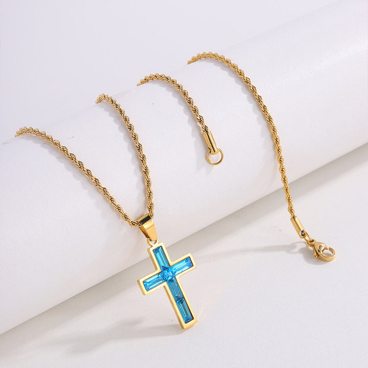 Diamond Cross Necklace With Beautiful Colors